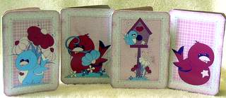 4 Pink Cute Bird Toppers by Dorothy Manchester