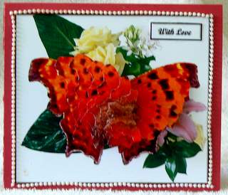 Orange Butterfly Twisted Pyramid Card Top by Dorothy Manchester
