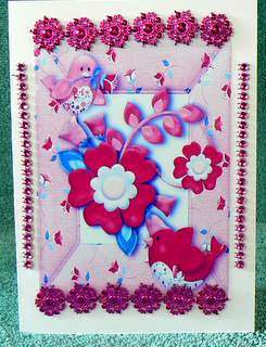 Cute Little Birds with Flowers in a Frame A4 by Dorothy Manchester