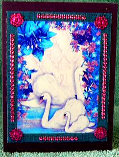 Family of White Swans in Fantasy Water A4 by Dorothy Manchester