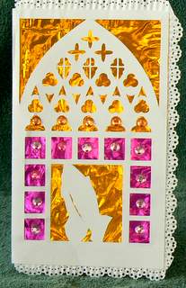 Church Window Shaped Card Blank With Praying Hands by Dorothy Manchester