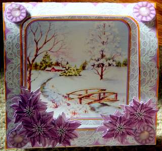 Lilac Snowscene 7inch Vintage Tent Card Mini Kit by Dorothy Manchester