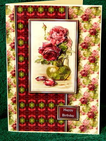 Vase of Red and Pink Roses Quick Card by Dorothy Manchester