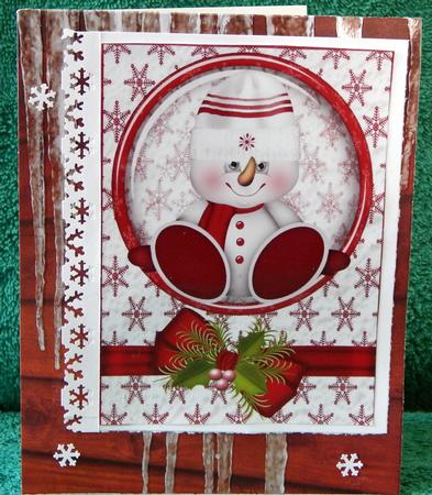 Little Snowman in Red Wooly Hat, A4 by Dorothy Manchester