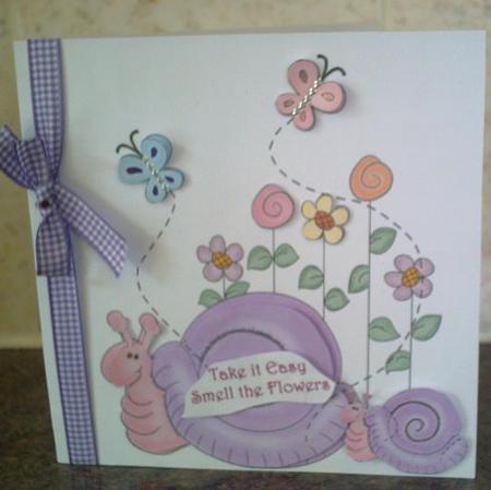 Pretty Snail Card Insert by Dorothy Wreford