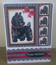 Scottie Dog with Red Bow, A4 by Dorothy Wreford