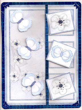 Blue Flutterby Blossoms A4 by Dorothy Wreford
