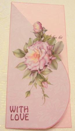 Pink Rose Tear Drop Card by Edna Pattison