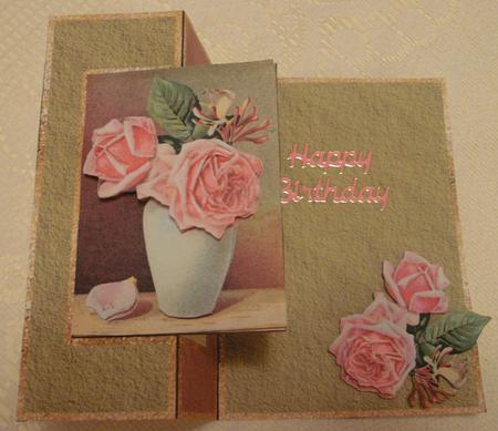 Vintage Rose Foldback Card + Decoupage by Edna Pattison
