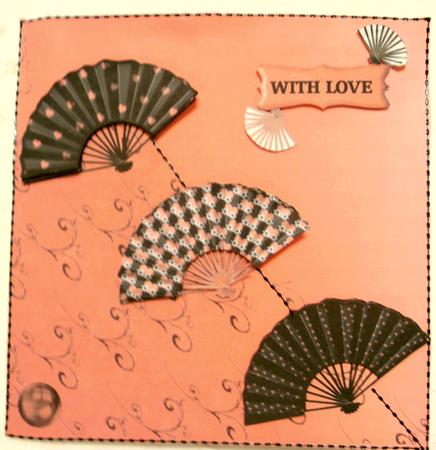 Red and Black Fans Diagonal Over the Edge by Edna Pattison