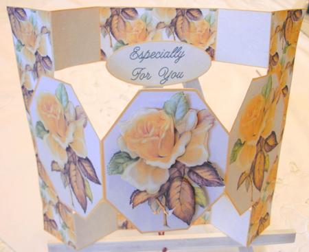 Vintage Yellow Rose Folded Pop-up Card by Edna Pattison