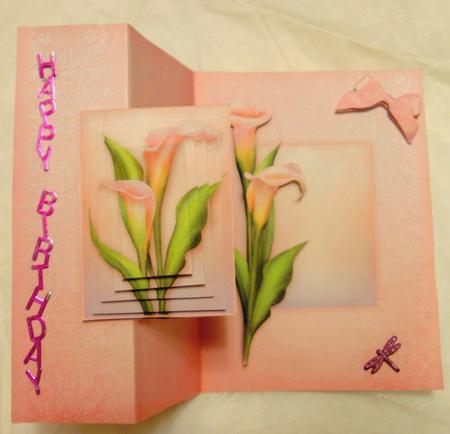 Pink Calla Lilies - Foldback Card by Edna Pattison