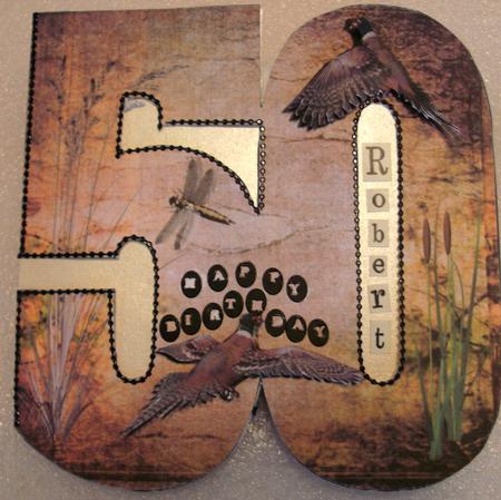 Flying Grouse 50th Male Shaped Card by Edna Pattison