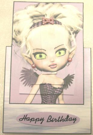 Rhiannon Fairy Over the Edge Card with Simple Pyramage by Edna Pattison