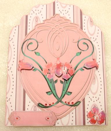 Glass Flowers Pink Elegant Top Shaped Card by Edna Pattison