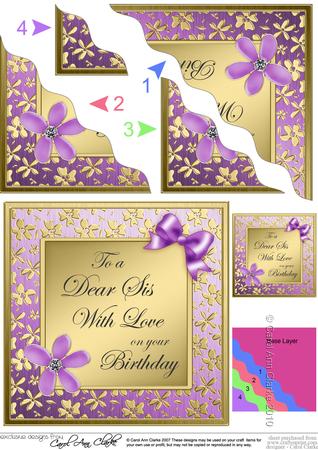 Floral Elegance Birthday Sis Wavy Corner Stacker by Edna Pattison