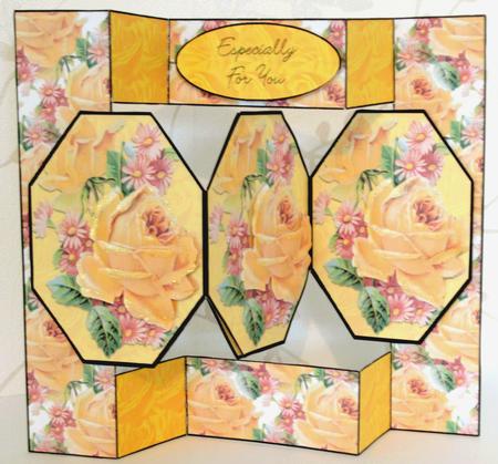 Vintage Yellow Rose Octagon Pop-up Card by Edna Pattison