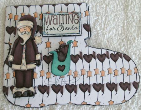 Waiting for Santa Bootie Shaped Card by Edna Pattison