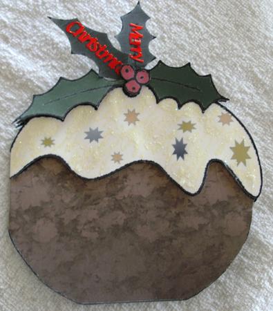 Christmas Pudding Shaped Card by Edna Pattison