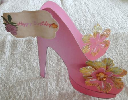 Pink Shoe Shaped Card by Edna Pattison