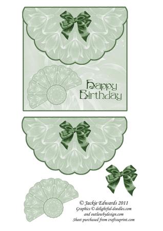 Scalloped Edged Envelope Style Card with Fan and Bow 3 by Edna Pattison