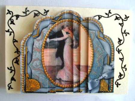 Dancing Couple Ornate Scalloped Side Stacker by Edna Pattison