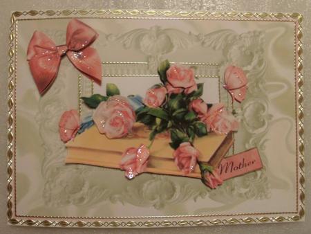 Roses on a Book in Ornate Frame A4 by Edna Pattison