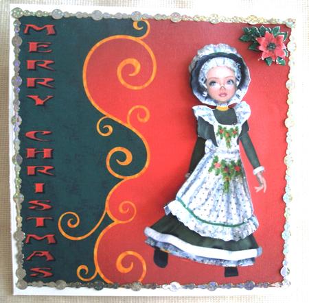 Mrs Claus Square Card Front by Edna Pattison