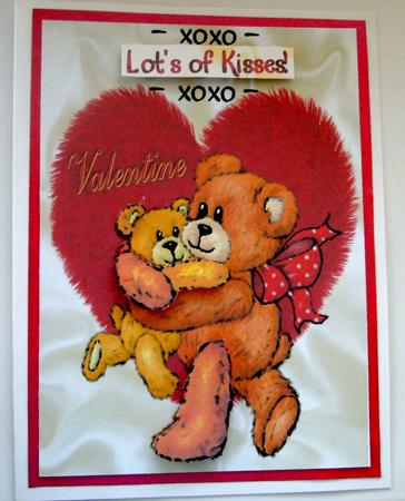 Lots of Kisses Valentine Furry Bear A4 by Edna Pattison