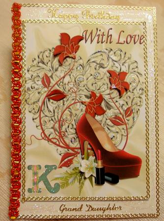 Red Shoe with Lipstick on a Silver Heart A4 by Edna Pattison