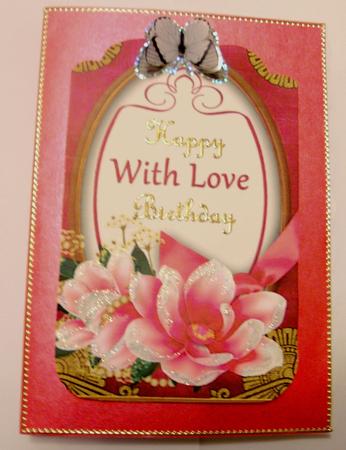 Cerise Magnolia with Love Sentiment Tag Sheet by Edna Pattison