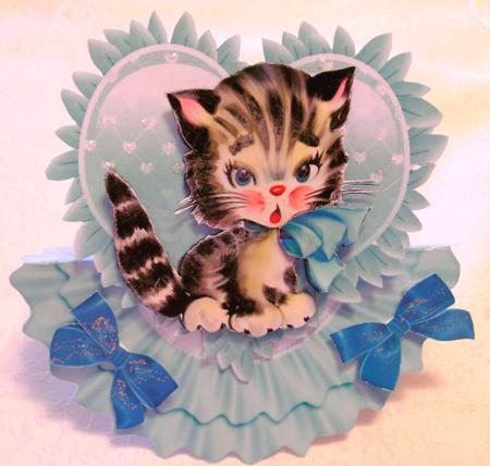Cute Kitty with Bows Rocker Card by Edna Pattison