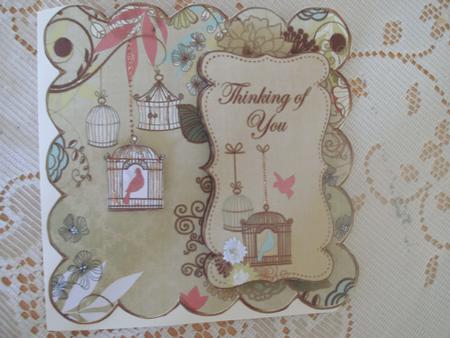 Cream Birdcage Thinking of You 8in Scallop Topper by Edna Pattison