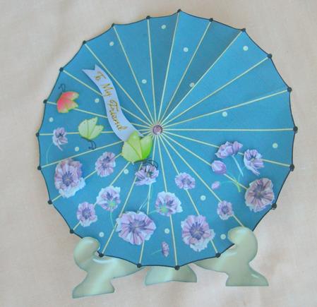 Chinese Umbrella Wobble Card (moss Green) by Edna Pattison