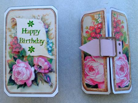 Roses Stationary or Thank You Note Square Gatefold Buckle Card by Edna Pattison