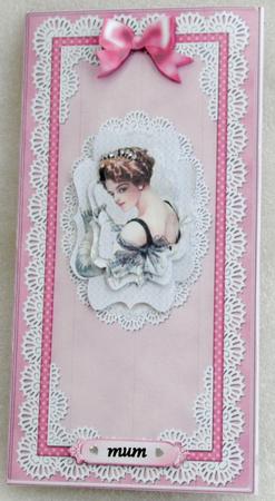 Dl Pearls, Lace and Ribbon Plain Card Base by Edna Pattison