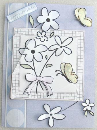 Flowers and Butterfly Quick Card with Fan Pyramage Topper by Edna Pattison