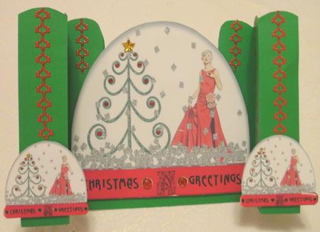 Art Deco Lady in Red Snowglobe Christmas by Edna Pattison