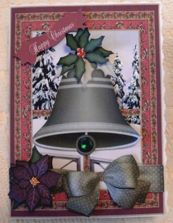 Leave in or Cut Out Window Card Christmas Bell Happy Christm by Edna Pattison