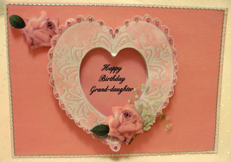 Hearts and Roses Grand-daughter Birthday Card Front by Edna Pattison