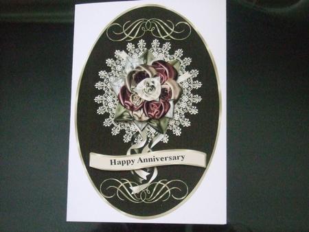 Satin Roses & Lace Card Topper by Eileen Hyde