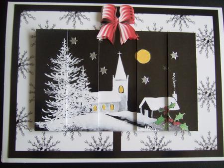 Black and White Christmas Church Side Stacker by Eileen Hyde
