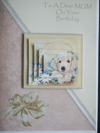 Puppy in Basket Pyramid Card Front - Mum Featured Gallery Photo