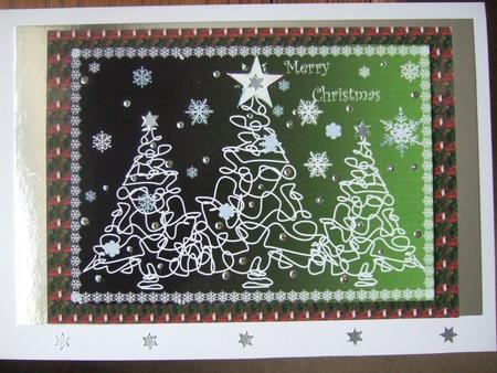 A4 Three Christmas Trees (green) by Eileen Hyde