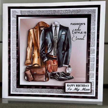 7x7 Fashions Fade Style is Eternal Card Front with Sentiments & Topper by Elaine  Harmer