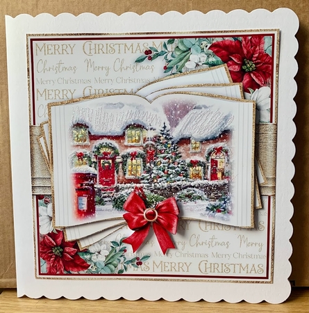 Christmas Cottage Open Book 7x7 inch No.1 by Elaine  Harmer