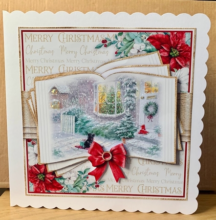 Christmas Cottage Open Book 7x7 inch No.2 by Elaine  Harmer