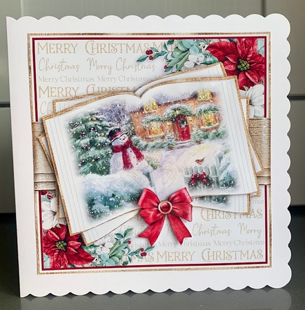 Christmas Cottage Open Book 7x7 inch No.3 by Elaine  Harmer