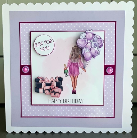 Blond Birthday Girl in Lilac Dress by Elaine  Harmer