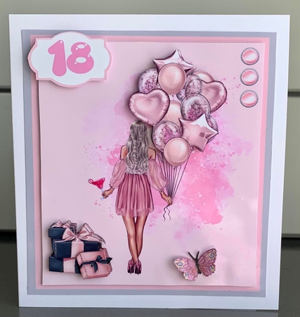 Blond Birthday Girl in Pink Dress by Elaine  Harmer